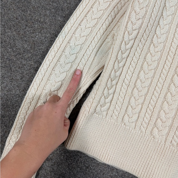 Brooks Brothers Cream Wool Blend Cableknit Cardigan Button Up Sweater Women’s M - Picture 8 of 15